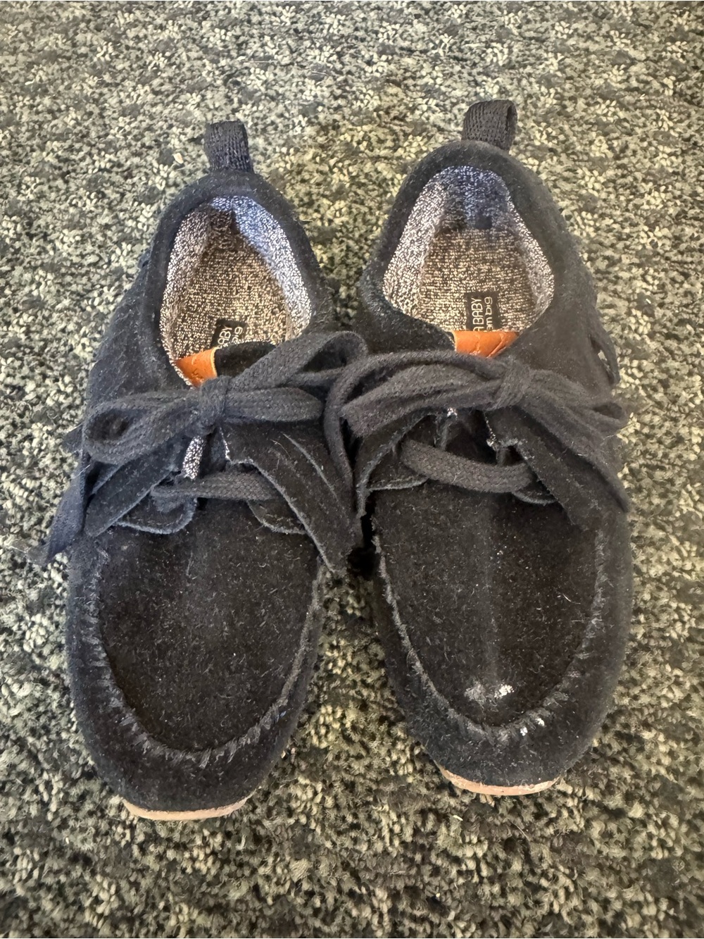 Zara Baby Black Suede Fringe Sneakers Size 24 Toddler Lace-Up Shoes